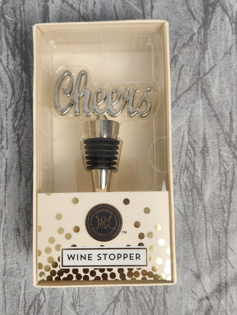 Silver "Cheers" Wine Stopper New